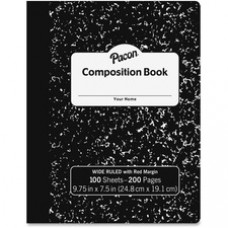 Pacon Composition Book - 100 Sheets - 200 Pages - Wide Ruled Red Margin - 9.8