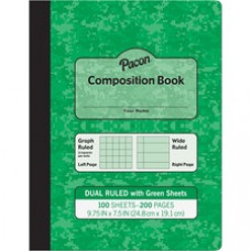 Pacon Dual Ruled Composition Book - Plain - Quad Ruled, Wide Ruled - 9.8
