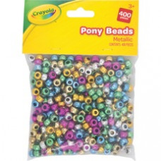 Pacon Crayola Pony Beads - Key Chain, Project, Party, Classroom, Necklace, Bracelet - 400 Piece(s) - 24 / Each - Assorted Metallic