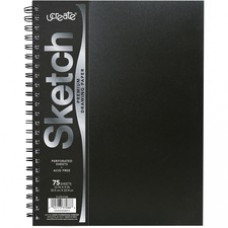UCreate Poly Cover Sketch Book - 75 Sheets - Spiral - 70 lb Basis Weight - 12