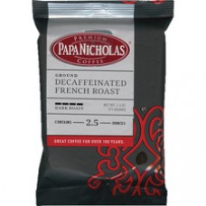 PapaNicholas Decaf French Roast Coffee - Decaffeinated - Arabica, French Roast - Dark/Bold - 2.5 oz - 18 / Carton