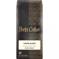 Peet's Coffee & Tea House Blend Ground 1Lb - Regular - House Blend - Medium - 16 oz Per Bag - 1 Each