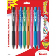 Pentel WOW! Retractable Ballpoint Pens - Medium Pen Point - 1 mm Pen Point Size - Assorted - Assorted Barrel - 8 / Pack