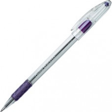 Pentel R.S.V.P. Ballpoint Stick Pens - Fine Pen Point - 0.7 mm Pen Point Size - Refillable - Violet - Clear Barrel