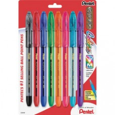Pentel R.S.V.P. Multi Pack Stick Ballpoint Pens - Medium Pen Point - 1 mm Pen Point Size - Refillable - Assorted - Assorted Barrel - 8 / Pack