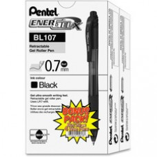 Pentel EnerGel-X Retractable Gel Pens - Medium Pen Point - 0.7 mm Pen Point Size - Refillable - Black Gel-based Ink - Black Barrel - 24 / Pack