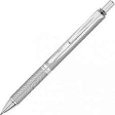 Pentel EnerGel Alloy Retractable Gel Pens - Medium Pen Point - 0.7 mm Pen Point Size - Refillable - Black Gel-based Ink - Metallic Silver Metal Barrel - 1 Each