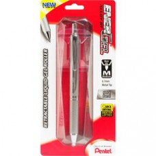 Pentel EnerGel Alloy Retractable Gel Pens - Medium Pen Point - 0.7 mm Pen Point Size - Refillable - Black Gel-based Ink - Metallic Silver Metal Barrel - 1 Pack