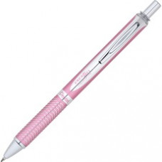 Pentel EnerGel Alloy Retractable Gel Pens - Medium Pen Point - 0.7 mm Pen Point Size - Refillable - Black Gel-based Ink - Metallic Pink Aluminum Barrel - Metal, Stainless Steel Tip - 1 Each