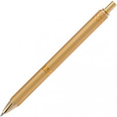 Pentel EnerGel Alloy Gel Ink Retractable Pen - Medium Pen Point - 0.7 mm Pen Point Size - Refillable - Retractable - Black Liquid Gel Ink Ink - Gold Aluminum Alloy Barrel - Metal Tip - 1 Each