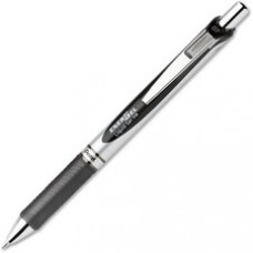 Pentel EnerGel RTX Liquid Gel Pens - Medium Pen Point - 0.7 mm Pen Point Size - Refillable - Black Gel-based Ink - Silver Barrel - Stainless Steel, Metal Tip - 1 Dozen