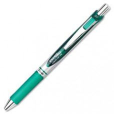 Pentel EnerGel RTX Liquid Gel Pen - Medium Pen Point - 0.7 mm Pen Point Size - Refillable - Green Gel-based Ink - Silver Barrel - 1 Each