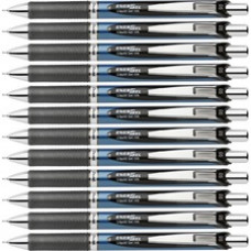 Pentel EnerGel RTX Liquid Gel Pens - Fine Pen Point - 0.5 mm Pen Point Size - Needle Pen Point Style - Refillable - Retractable - Black Gel-based Ink - Blue Barrel - Stainless Steel Tip - 12 / Box