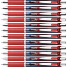 Pentel EnerGel RTX Liquid Gel Pens - Fine Pen Point - 0.5 mm Pen Point Size - Needle Pen Point Style - Refillable - Retractable - Red Gel-based Ink - Blue Barrel - Stainless Steel Tip - 12 / Box
