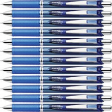 Pentel EnerGel RTX Liquid Gel Pens - Fine Pen Point - 0.5 mm Pen Point Size - Needle Pen Point Style - Refillable - Retractable - Blue Gel-based Ink - Blue Barrel - Stainless Steel Tip - 12 / Box