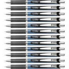 Pentel EnerGel RTX Liquid Gel Pens - Medium Pen Point - 0.7 mm Pen Point Size - Needle Pen Point Style - Refillable - Retractable - Black Gel-based Ink - Blue Barrel - Stainless Steel Tip - 12 / Box