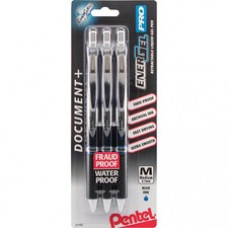 EnerGel PRO Retractable Liquid Gel Ink Pens - Medium Pen Point - 0.7 mm Pen Point Size - Refillable - Retractable - Blue Gel-based Ink - Black Stainless Steel Barrel - Metal Tip - 3 / Pack