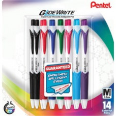 Pentel GlideWrite 1.0mm Ballpoint Pen - Medium Pen Point - 1 mm Pen Point Size - Retractable - 14 / Pack