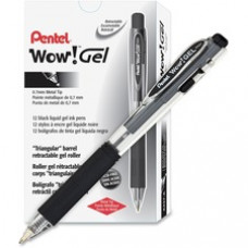 Pentel Wow! Gel Pens - Medium Pen Point - 0.7 mm Pen Point Size - Black Gel-based Ink - Clear Barrel - 12 / Dozen