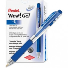 Pentel Wow! Gel Pens - Medium Pen Point - 0.7 mm Pen Point Size - Blue Gel-based Ink - Clear Barrel - 12 / Dozen