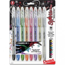 Pentel Sparkle Pop Metallic Gel Pens - Bold Pen Point - Assorted Gel-based Ink - Metal Tip - 8 / Pack