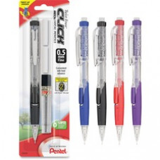 Pentel .5mm Twist Erase Click Mechanical Pencils - #2 Lead - 0.5 mm Lead Diameter - Refillable - Transparent Barrel - 1 / Pack