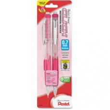 Pentel Twist Erase Pink Click Mechanical Pencils - #2 Lead - 0.7 mm Lead Diameter - Refillable - Pink Barrel - 2 / Pack