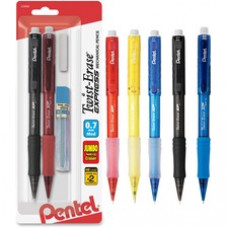 Pentel Twist-Erase Express Automatic Pencils - #2 Lead - 0.7 mm Lead Diameter - Refillable - Assorted Barrel - 2 / Pack