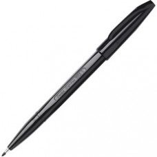Pentel Fiber-tipped Sign Pens - Bold Pen Point - Black Water Based Ink - Black Barrel - 12 / Dozen