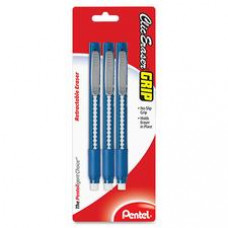 Pentel Clic Retractable Eraser - Lead Pencil - Refillable - Pen - Retractable, Non-abrasive - 3/Pack - White