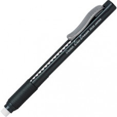 Pentel Rubber Grip Clic Eraser - Black - Black - Pen - Refillable - 12 / Box - Retractable, Latex-free Grip, Ghost Resistant, Pocket Clip