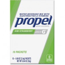 Propel Water Beverage Mix Packets with Electrolytes and Vitamins - Powder - Kiwi Strawberry Flavor - 0.08 oz - 120 / Carton