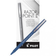 Pilot Razor Point Super Fine Point Razor II Markers - Super Fine Pen Point - 0.3 mm Pen Point Size - Blue - Blue Barrel - 1 Dozen