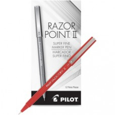 Pilot Razor Point Super Fine Point Razor II Markers - Super Fine Pen Point - 0.3 mm Pen Point Size - Red - Red Barrel - 1 Dozen