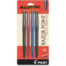 Pilot Razor Point Fine Line Marker Pens - Ultra Fine Pen Point - 0.3 mm Pen Point Size - Black, Blue, Red - 4 / Pack
