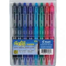 FriXion Erasable Gel Pen - Fine Pen Point - 0.7 mm Pen Point Size - Retractable - Pink, Red, Green, Turquoise, Blue, Purple, Navy, Black Water Based, Gel-based Ink - Translucent Barrel - 8 / Pack