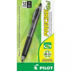 Pilot Precise Gel Fine Retractable BeGreen Pens - Fine Pen Point - 0.7 mm Pen Point Size - Needle Pen Point Style - Refillable - Black Gel-based Ink - Translucent Barrel - 12 / Dozen