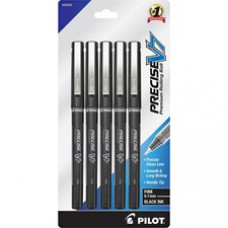 Pilot Precise V7 Fine Premium Capped Rolling Ball Pens - Fine Pen Point - 0.7 mm Pen Point Size - Black - Black Barrel - 5 / Pack