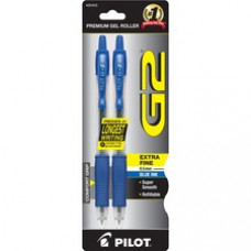 Pilot G2 Retractable Gel Ink Rollerball Pens - Fine Pen Point - 0.5 mm Pen Point Size - Refillable - Blue Gel-based Ink - 2 / Pack