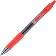 Pilot G2 Retractable Gel Ink Rollerball Pens - Fine Pen Point - 0.7 mm Pen Point Size - Refillable - Red Gel-based Ink - Clear Barrel - 12 / Dozen