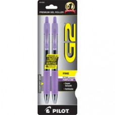 Pilot G2 Retractable Gel Ink Rollerball Pens - Fine Pen Point - 0.7 mm Pen Point Size - Refillable - Purple Gel-based Ink - 2 / Pack