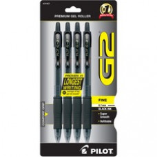 Pilot G2 Premium Gel Roller Pens - Fine Pen Point - 0.7 mm Pen Point Size - Refillable - Black Gel-based Ink - 4 / Pack
