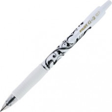 Pilot G2 Fashion Roller Gel Pen - Fine Pen Point - 0.7 mm Pen Point Size - Refillable - Retractable - Black Gel-based Ink - White Rubber Barrel - 1 Dozen