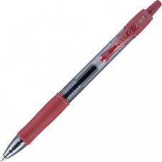Pilot G2 -7 Retractable Gel Roller Pens - Fine Pen Point - 0.7 mm Pen Point Size - Refillable - Burgundy Gel-based Ink - Translucent Barrel - 1 Dozen