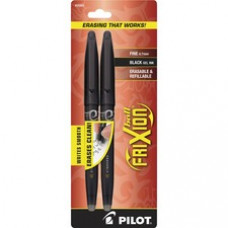 Pilot FriXion Ball Erasable Gel Pens - Fine Pen Point - 0.7 mm Pen Point Size - Black Gel-based Ink - Black Barrel - 2 / Pack