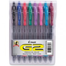 Pilot G2 8-pack Bold Gel Roller Pens - Bold Pen Point - 1 mm Pen Point Size - Retractable - Black, Blue, Burgundy, Green, Pink, Purple, Red, Teal Gel-based Ink - Clear Barrel - 8 / Pack