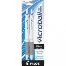 Pilot Acroball .7mm Retractable Pens - Fine Pen Point - 0.7 mm Pen Point Size - Refillable - Black Advanced Ink Ink - White Barrel - 2 / Pack