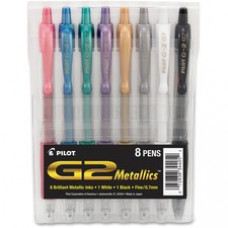 Pilot G2 Metallics .7mm Point Ink Pens - Fine Pen Point - 0.7 mm Pen Point Size - Pink, Blue, Green, Purple Pigment-based Ink - 8 / Pack