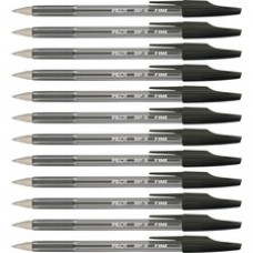 Pilot Better BP-S Ball Stick Pens - Fine Pen Point - 0.7 mm Pen Point Size - Refillable - Black - Crystal, Clear Barrel - 12 / Dozen