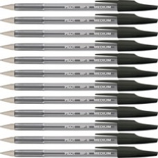 Pilot Better BP-S Ball Stick Pens - Medium Pen Point - 1 mm Pen Point Size - Refillable - Black - Crystal, Clear Barrel - 1 Dozen